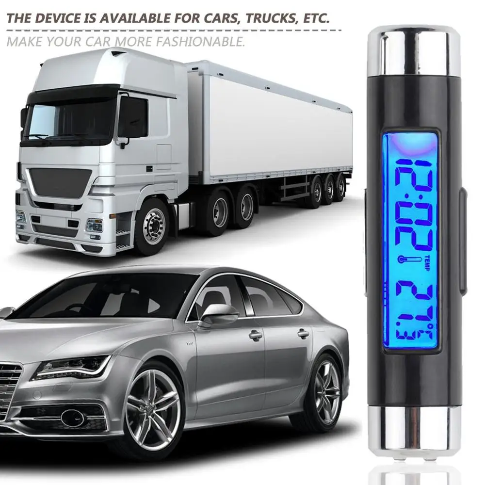 

2 In 1 Car Vehicle LCD Digital Backlight Automotive Thermometer Clock Calendar Display Car Air Vent Outlet Clip-on Clock