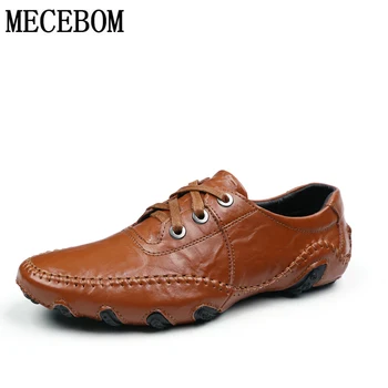 

Men's Leather Shoes Outdoor Lightweight High Quality Cowhide Lace-up Big Size 38-47 Solid Color Breathable Business Men Shoes