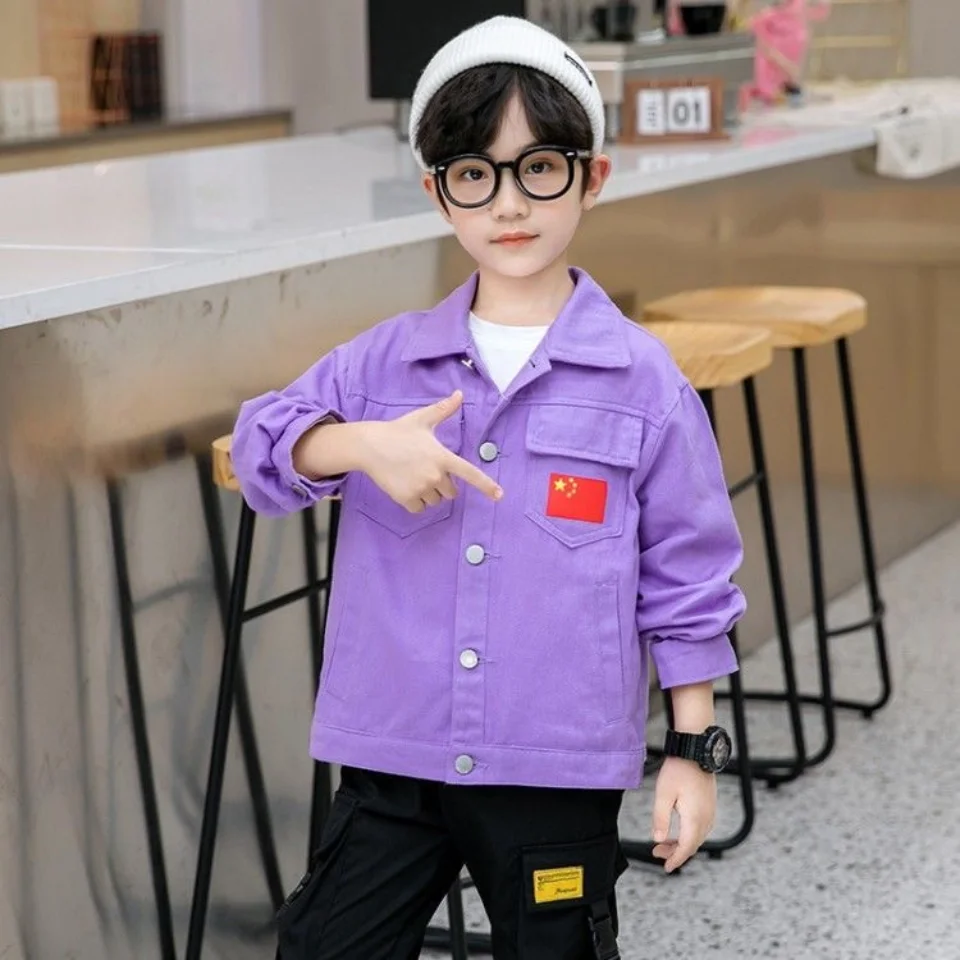 

Age For 3T-12Yrs Baby Clothes Spring Autumn Turn-down Collar Kids Boys Jackets Outwear High Quality Full Sleeve Warm Boys Coat