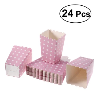 

24pcs Paper Popcorn Boxes Bags Holder Containers Cartons Dot Popcorn Box Party Supplies Snack Box Movie Theater Wedding Favors