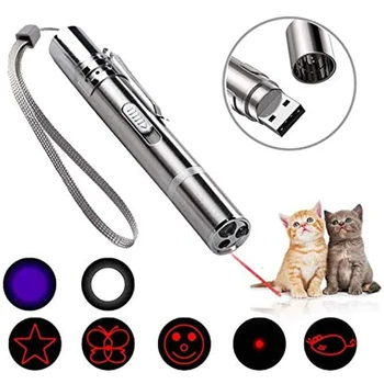 

3 in 1 USB Rechargeable Funny Cat Chaser Toys Mini Flashlight Laser LED Pen Light Cat Light Pointers Funny Pet Toys Dropshipping