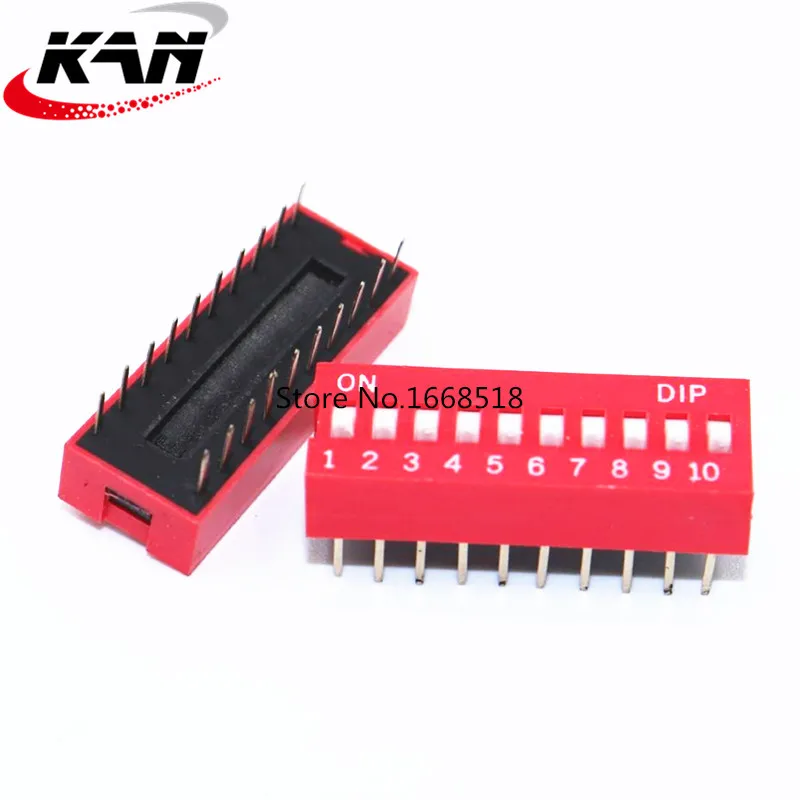 10PCS Slide Type Switch 1 2 3 4 5 6 7 8 9 10 12 Bit 2.54mm Position Way DIP Red Pitch Toggle Switch Red Snap Switch hjxrhal light switch wifi Wall Switches