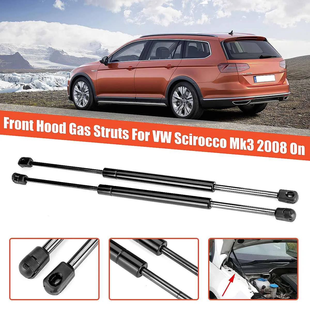

2X Front Engine Cover Bonnet Hood Shock Lift Struts Bar Support Arm Gas Spring For Volkswagen For VW Scirocco Mk3 2008 2009 on