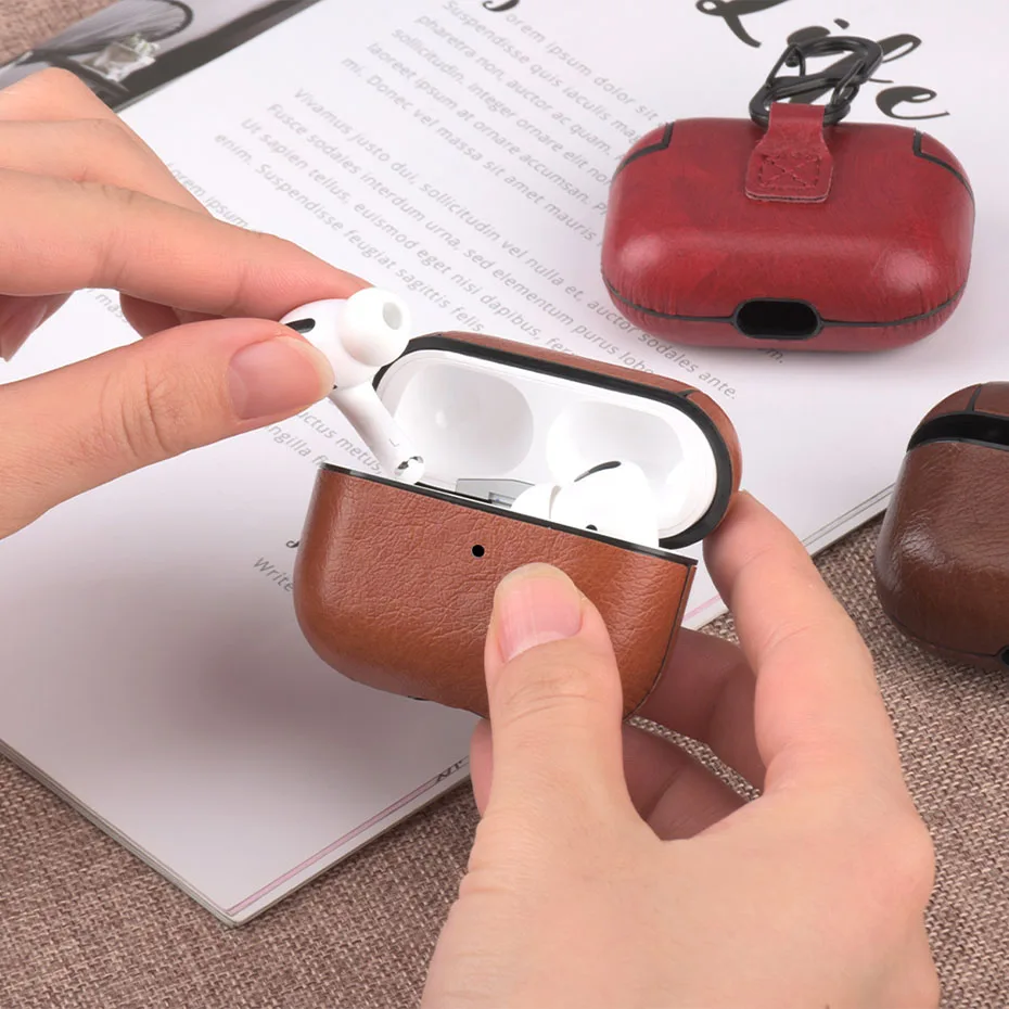 Роскошный кожаный силиконовый чехол для Apple AirPods Pro, беспроводные bluetooth наушники, защитный чехол AirPods pro, чехол для бизнеса, на каждый день