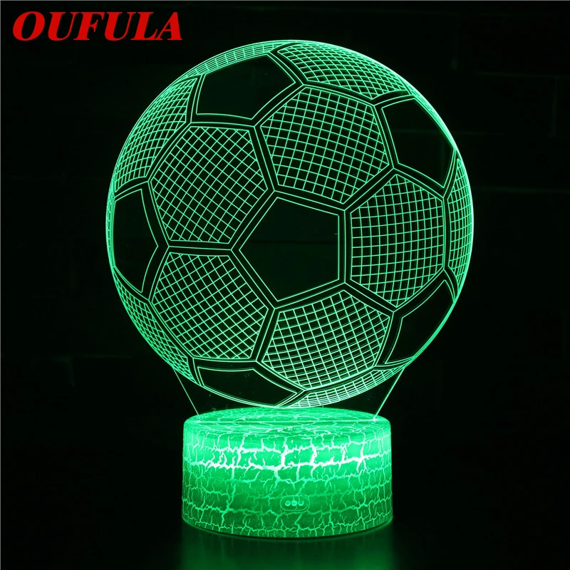 OUFULA Ночные светодиодные фонари футбол 3D лампа милая игрушка подарок 16 цветов