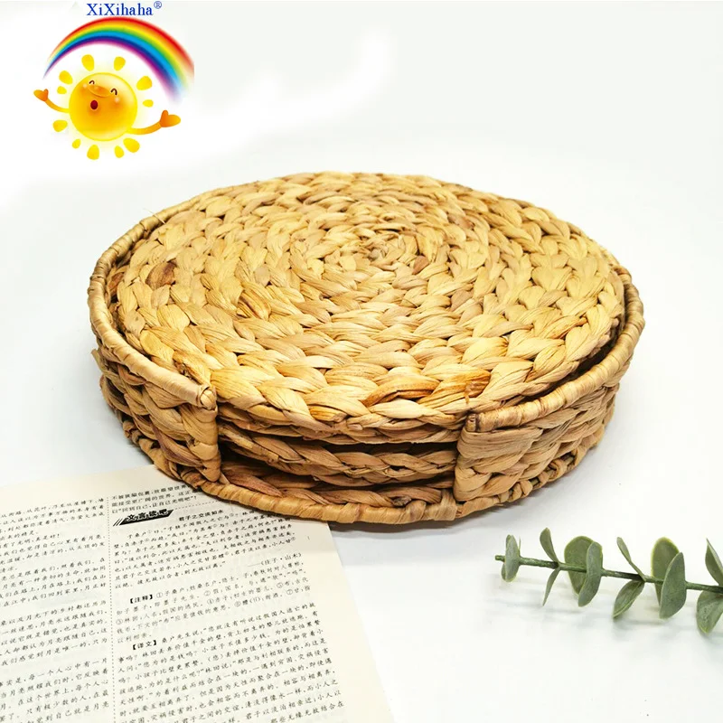 Dehaus® 6 x ROUND Water Hyacinth PLACEMATS 30cm 12 inch Quality Woven Wicker Set 