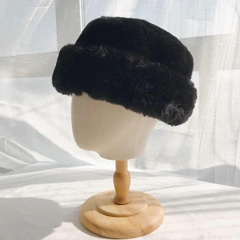 Южная Корея, шикарная меховая плотная теплая шапка с кроличьим мехом, шапка для холодной зимы, Женская милая Студенческая шапка в рыбацком стиле - Цвет: see chart