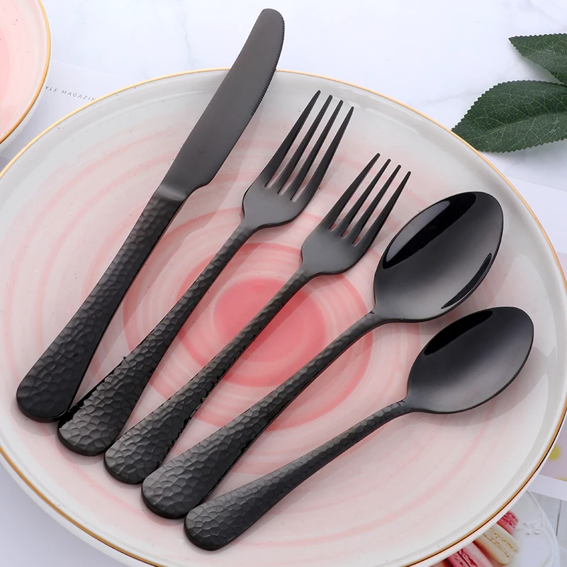 Роскошные золотые столовые приборы 5 шт. красочный набор столовых приборов из