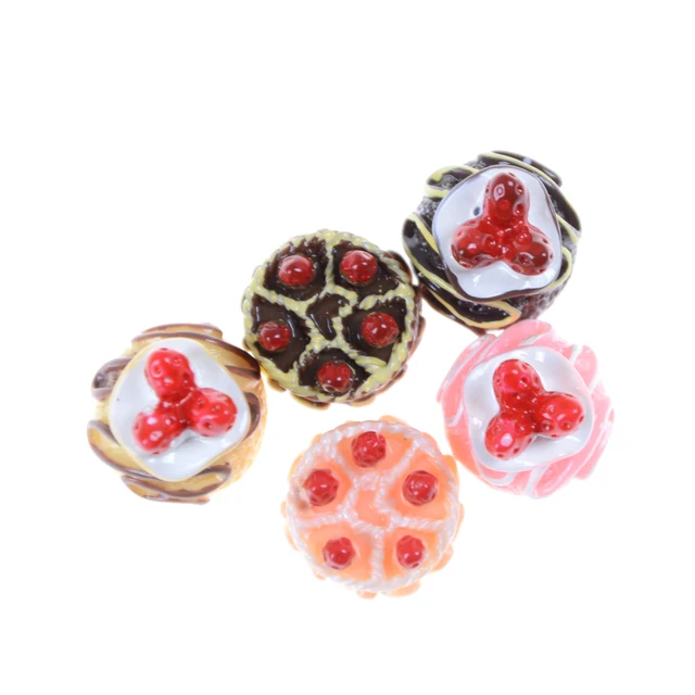 5/6/10pcs Lovely Mini Cakes 1:12 Baby Doll Home Kitchen Toys Girl Scene Model Pastry Bauble Dollhouse Kitchen Toy Accessories 5