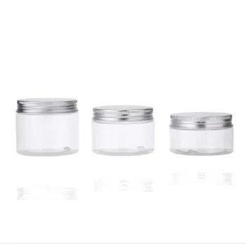 

Multi-capacity Make Up Storage Jar Cosmetic Plastic Clear Empty Container Aluminum Lid Small Travel Bottle Makeup Box