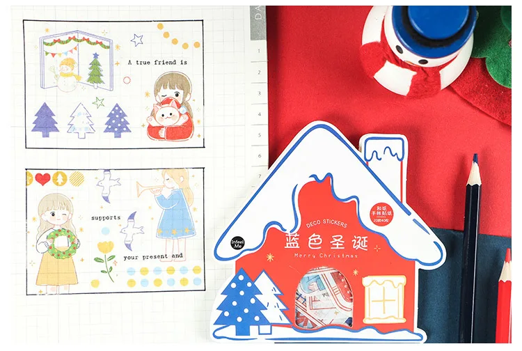40 шт./упак. Kawaii красочные рождественские серии наклейки украшения Diy Дневник палка этикетки наклейки для скрапбукинга канцелярские принадлежности