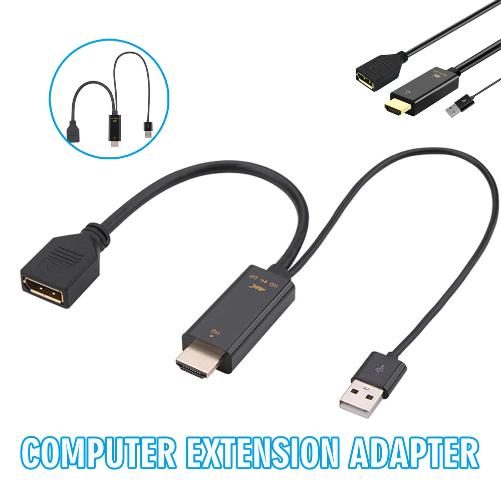 1 adaptador 4K convertidor compatible con DP, alimentación USB 2,0 para conectar de TV, negro, Cable de pc compatible con HDMi| Cables de alimentación| - AliExpress