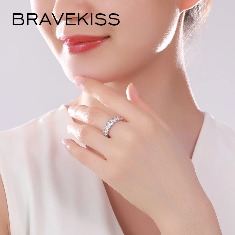 Bravekiss серебряные кольца вечность Bague для женщин Роскошные обручальные кольца кольцо с кубическим цирконием подарки модные ювелирные изделия UR0580A