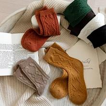 

Winter Simple Comfortable Long Socks Retro Streetwear Harajuku Thermal Socks Solid Color Cold Winter Cashmere Wool Socks