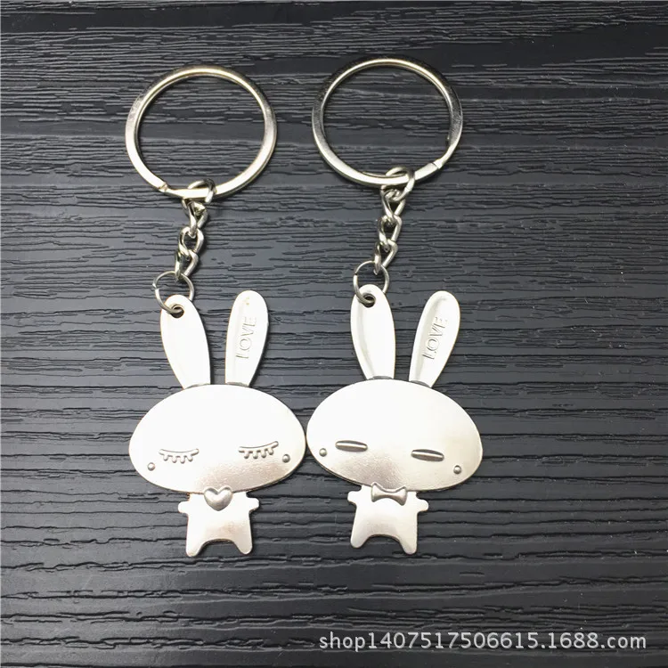 Creative Metal Couples Keychain Heart Princess Key Pendants Car Key Ring Customizable Couples Key Chain