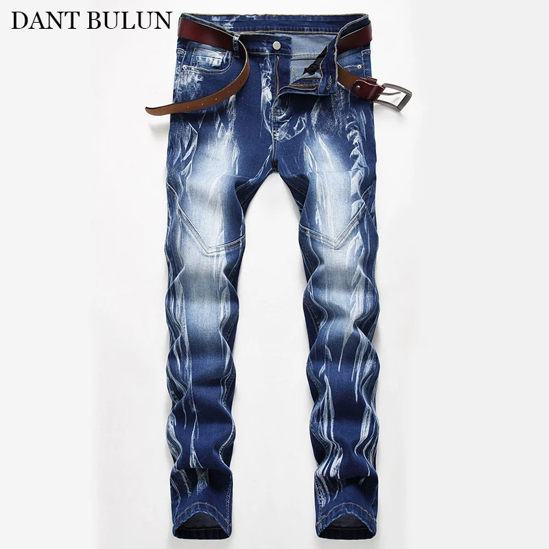 Men Stretch Blue Jeans Straight Slim Fit Denim Pants Classical Male Stretch-fit Jeans Trousers Designer Jeans Men High Quality