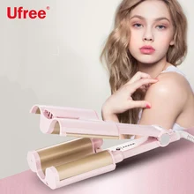 Ufree щипцы для завивки волос керамическая Тройная бочка нагревательная пластина не повреждает волосы глубокая волна парикмахерский инструмент
