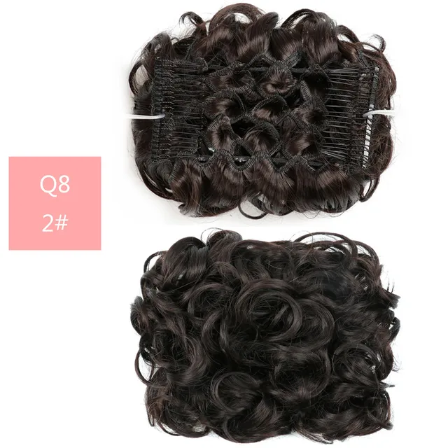 Synthetic Curly Elastic Band Chignon Plastic Comb Clips in Hair Extension Hair Bun Updo Cover Hairpieces Hair Accessories Q8 2