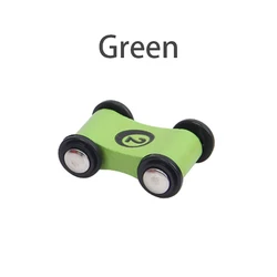 Baby Wooden Slide Car Toys - Interactive Early Education Mini Racer Set (Green)