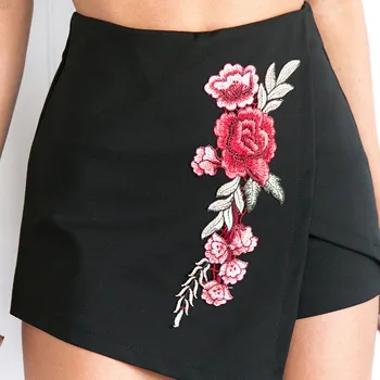 

Women Floral Print Embroidery Asymmetrical Skirts Summer New Fashion Vintage Women Mini Black Bodycon Pencil Skirts