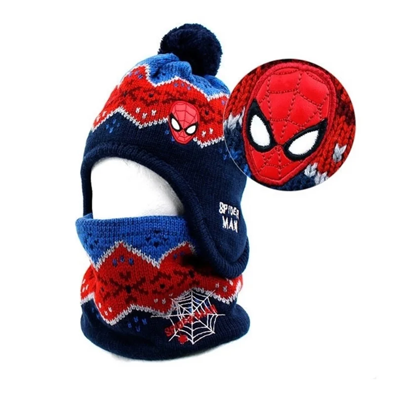 Детская шапка, шарф, набор для мальчиков, шапка Marvel, Капитан Америка, Шапка-бини, детская теплая шапка, зимняя шапка-ушанка, теплая шапка-ушанка