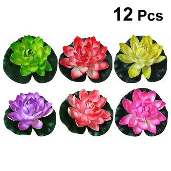 

12PCS 18cm Artificial Water Lily Flower Plant Floating Water Lily Flower EVA Lotus Flower Pond Garden Decoration (Random Color)