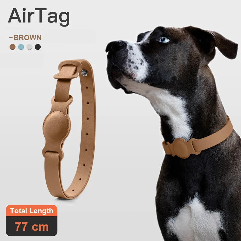 Nuevas de cuero para mascotas, Collar ajustable, para Apple Airtag