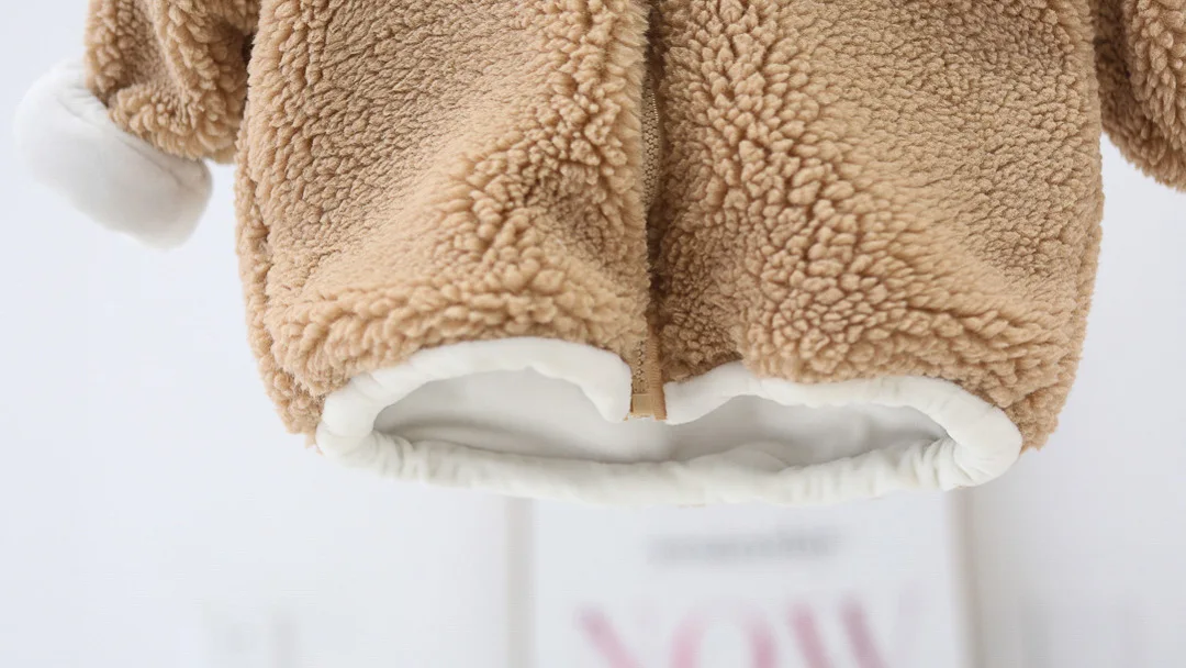 HKXN Toddler Baby Girls Winter Jacket Cartoon Rabbit Ears Faux Fur Hooded Warm Outwear Jacket Pocket Zipper Overcoat