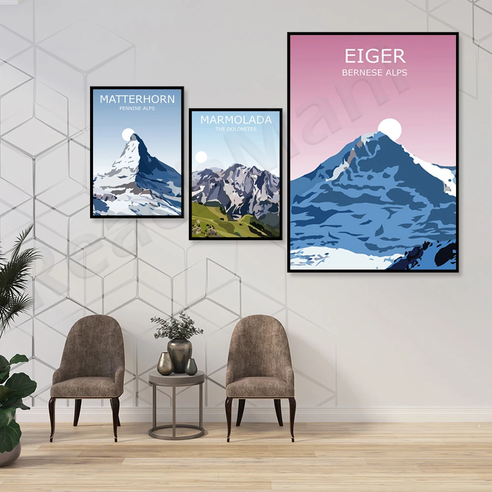 Poster Décoratif 40x50 Cm - Thème Hiver Alpes Montagnes - Impression Papier - Marque ARTTOR