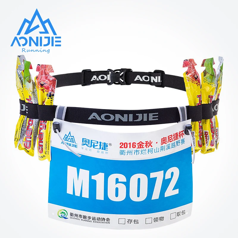 Aonijie Unisex E4076 Running Race Aantal Belt Taille Pack Bib Houder Voor Triathlon Marathon Fietsen Motor Met 6 Gel Loops