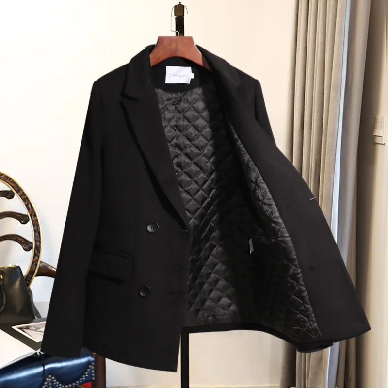 

Winter Coat Women 2021 New Fashion Cashmere Wool Jacket Outerwear Blazers Thick Warm Windbreaker Overcoat Female Clothes