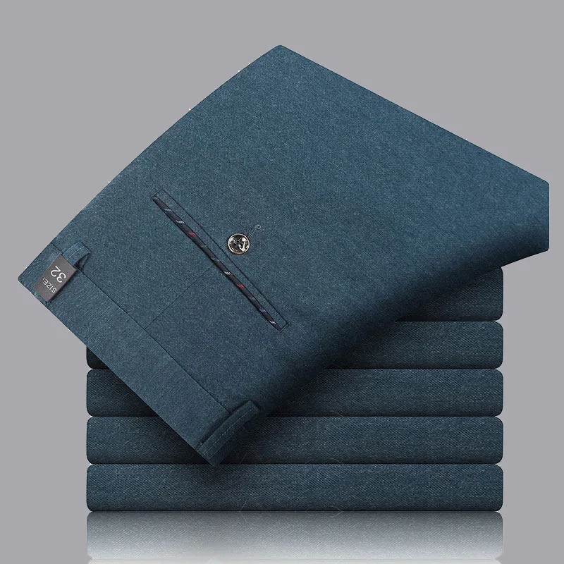 Top Quality Brushed Winter  New Brand Fashion Korean Comfortable Long Casual Pants Men Business Trousers Mens Clothes Big