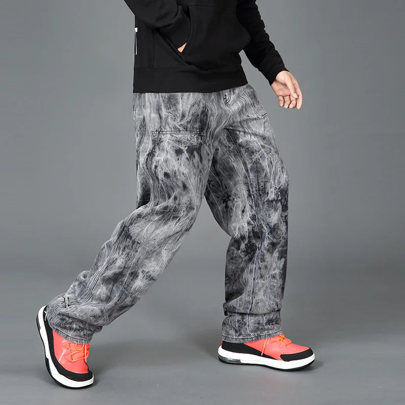 

Jeans for Men Straight Denim Cargo Pants Biker Jeans Men Baggy Large Size 30-44 46 Gray Jeans