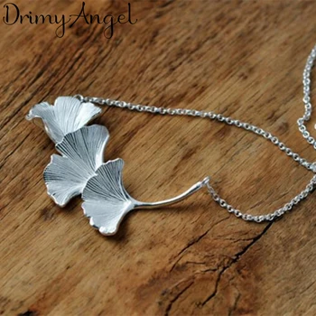 

Korean Simple 925 Sterling Silver Ginkgo Biloba Leaf Necklaces Pendants for Women Statement Necklaces Christmas Gifts