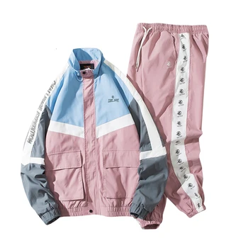 

Jacket + Pant Splicing Multi-pocket 2 Piece Ropa Deportiva Hombre Moda Survetement Homme Autumn Tracksuit For Men Two Piece Set