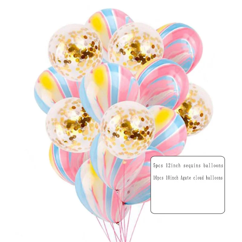 15pcs 12inch Agate Balloon Scrap Paper Latex Birthday Party Decoration Supply Confetti Balloons Gold Air | Дом и сад