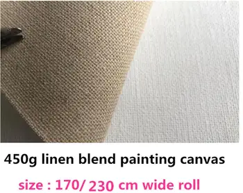 

1.7m/2.3m size smooth texture blank linen blend canvas roll 450g