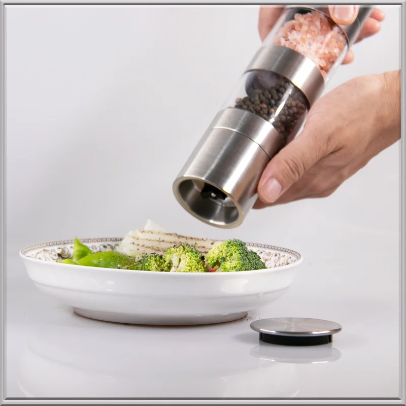 Willow & Everett Salt and Pepper Grinder Set - Stainless Steel Refillable  Salt & Peppercorn Shakers