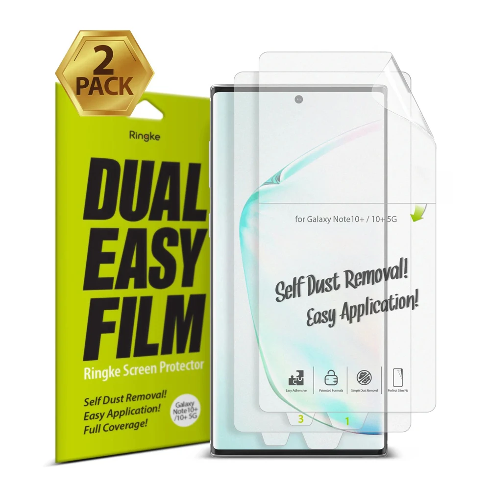 Ringke Screen Protector Dual Easy Film for Galaxy Note 10 Plus High Resolution Application 10+ Pro [2 Pack] | Мобильные телефоны и