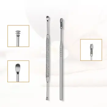 

7pcs Ear Wax Pickers Stainless Steel Ears Picks Removal Curette Remover Cleaning Stick Tool Earpick Facial Beauty Tools