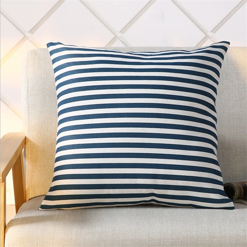 Customized Pillow DIY Printed Flannel Linen Cushion Pillow Stripe Lattice Square Home Decoration