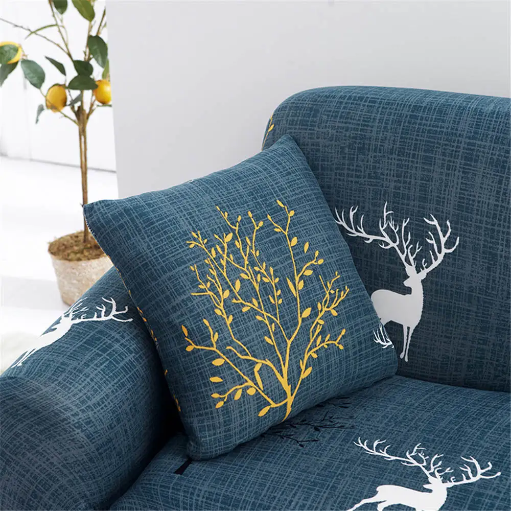 Голубой элегантный секционный чехол для дивана в гостиную с подушками Роскошный