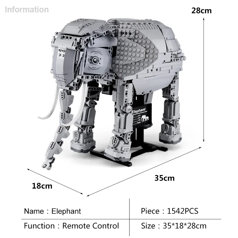 1542 шт. идеи создатель пульт управления RC слон фигурки животных модель строительные блоки Совместимые leganess Technic детские игрушки