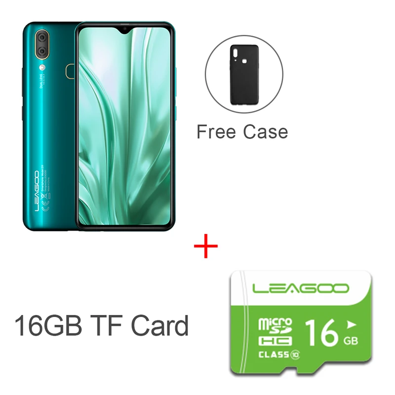 LEAGOO S11 Android 9,0 4G смартфон 6," дисплей капли воды 4 Гб 64 Гб 3300 мАч Helio P22 13MP двойная камера отпечатков пальцев Смартфон - Цвет: S11GREEN N 16GB CARD
