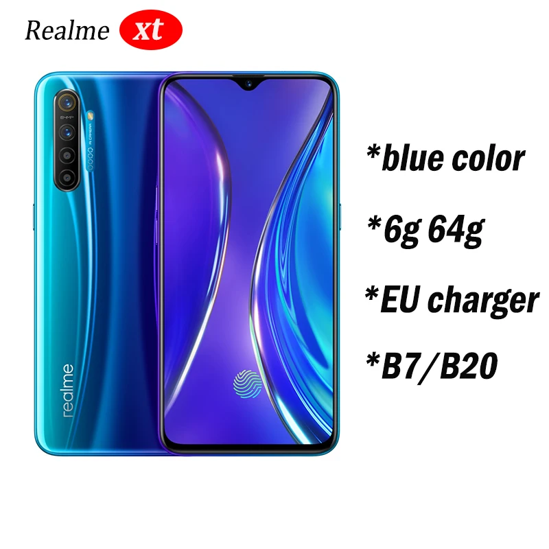6G 64G Blue Realme xt глобальная Версия Мобильный телефон 6,4 ''полный экран Snapdragon 712 AIE 64MP камера NFC OPPO сотовый телефон VOOC - Цвет: 6G 64G Blue