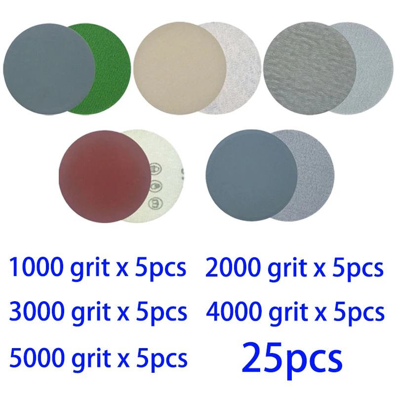 40pcs/set Hook&Loop Wet/Dry Sandpapers Mix 600 800 1000 3000 Grit Sanding Discs 