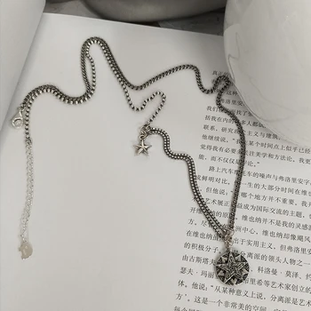 

SUNIANGON Pentagram Star Pendant Necklace 925 Sterling Silver Necklace Sweater Chain Long Necklace For Women Jewelry 925 Gift