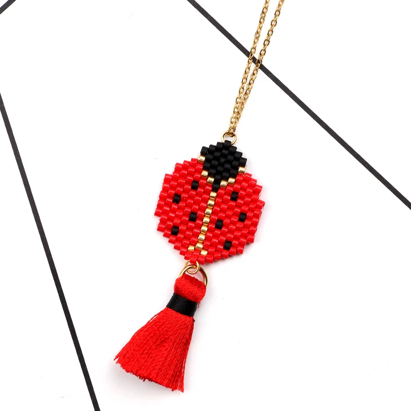 

FAIRYWOO Ladybug tassles Necklace