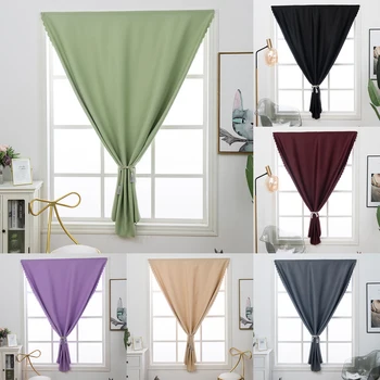 

Pure Color Finished Blackout Curtains for Kitchen Window Polyester Velcro Top 1 Piece High Precision Living Room Bedroom Curtain