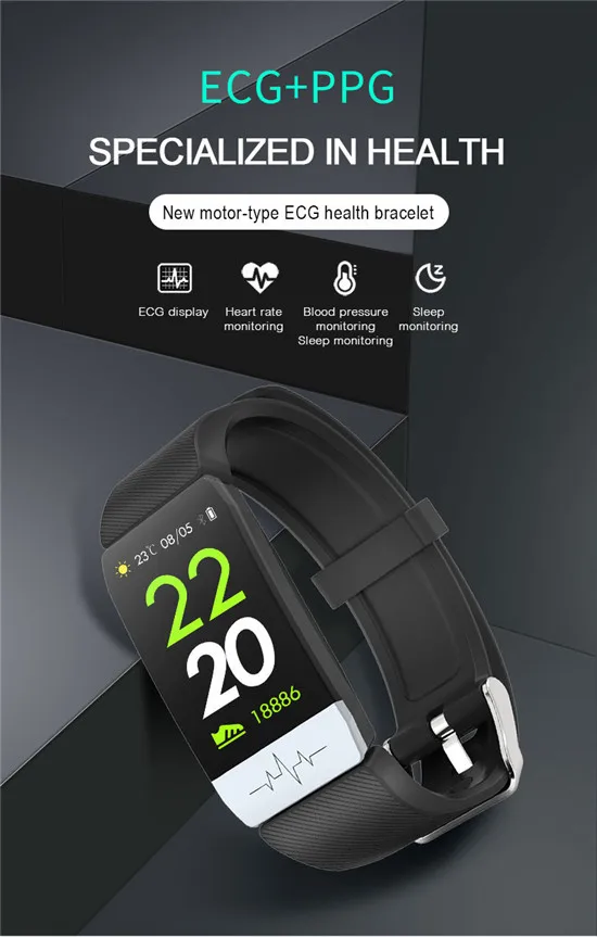 Великобритания ЭКГ Смарт часы водонепроницаемый IP67 кровяное давление кислородный монитор спортивный браслет
